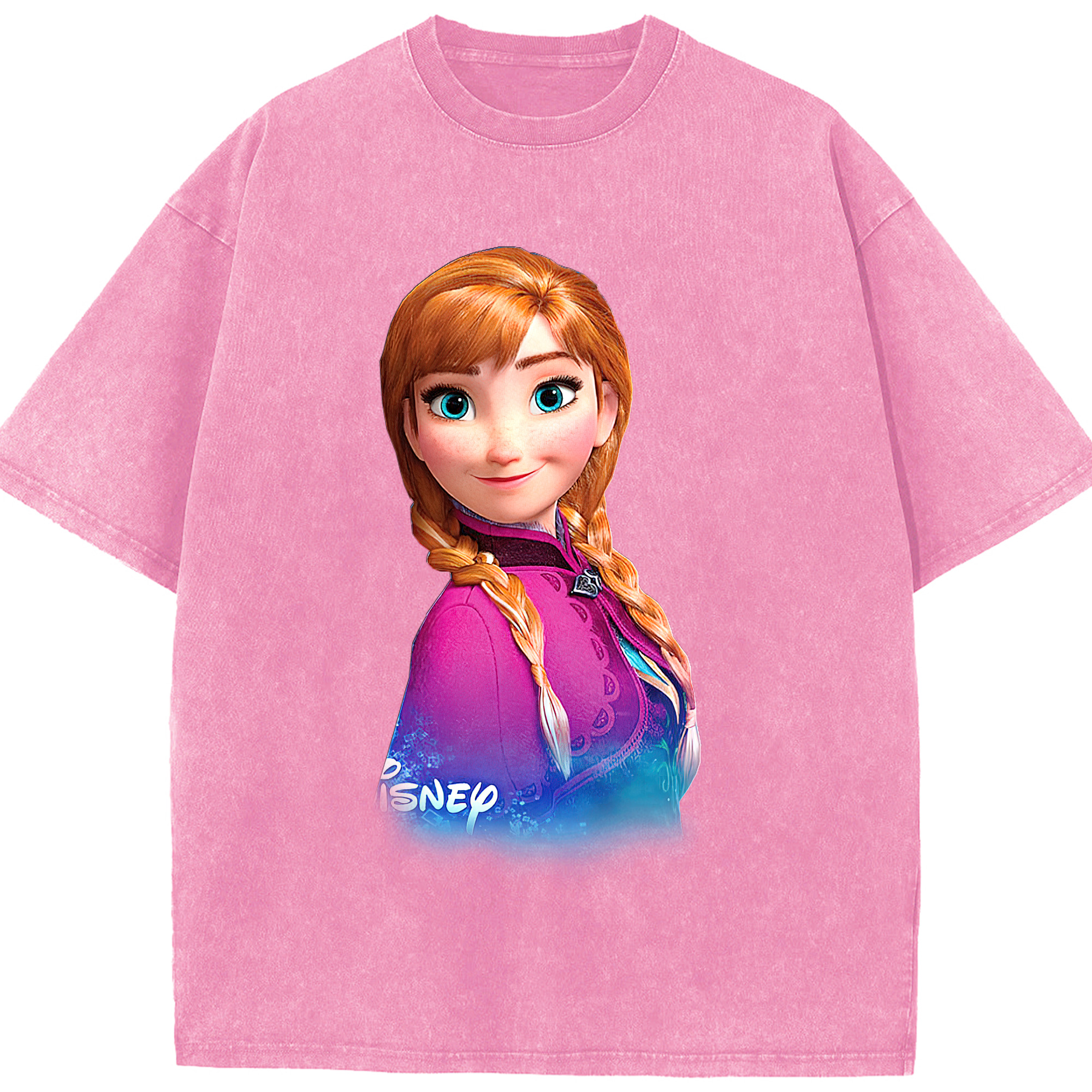 （画像用） アナと雪の女王 アンナ エルサ Frozen Anna Elsa 綿100% ヴィンテージ風 半袖Tシャツ（フロントプリント）